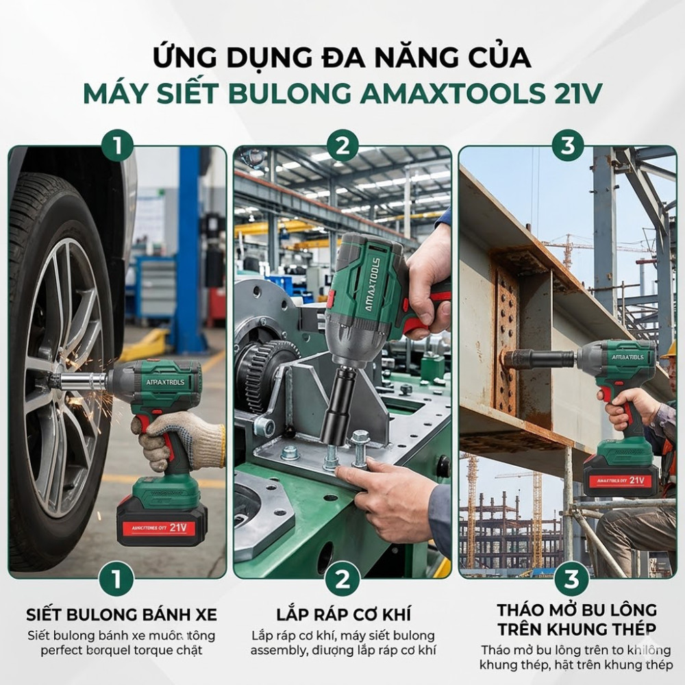 Máy siết Bulong Pin 21v Amaxtools ABL40112  - Hàng chính hãng
