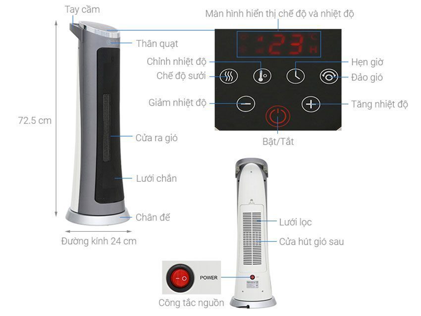 Máy sưởi KoriHome EHK-102-S - Hàng chính hãng