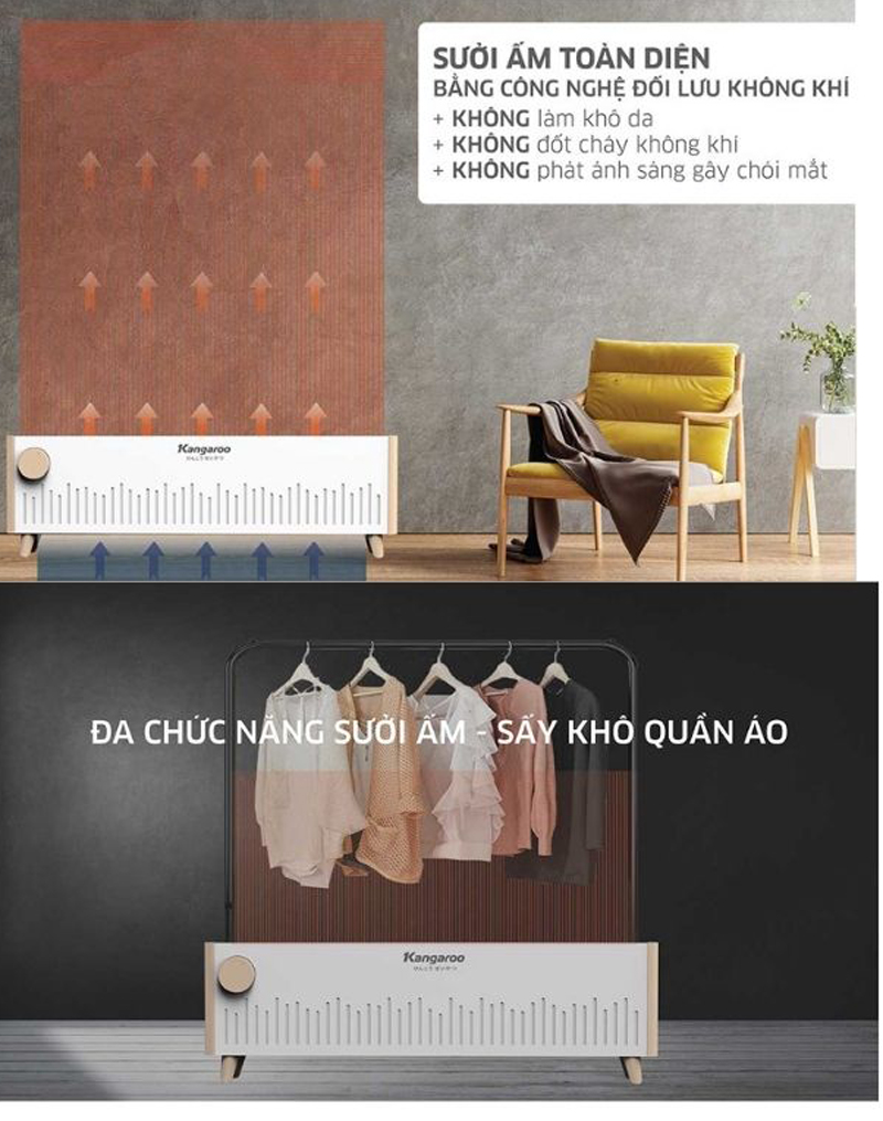 Máy sưởi để bàn Kangaroo KGFH11 - Hàng chính hãng
