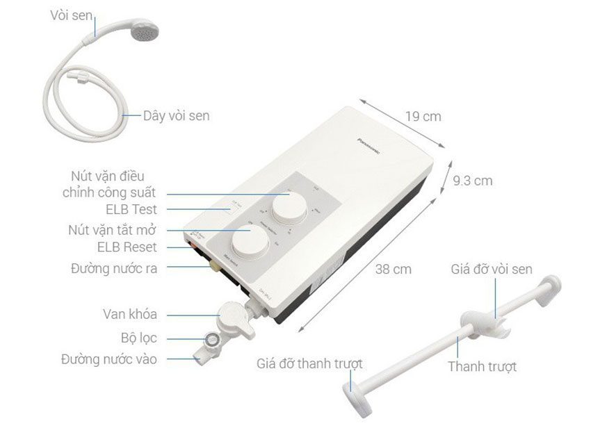 Máy tắm nước nóng trực tiếp Panasonic DH-4RL1VW - Hàng chính hãng