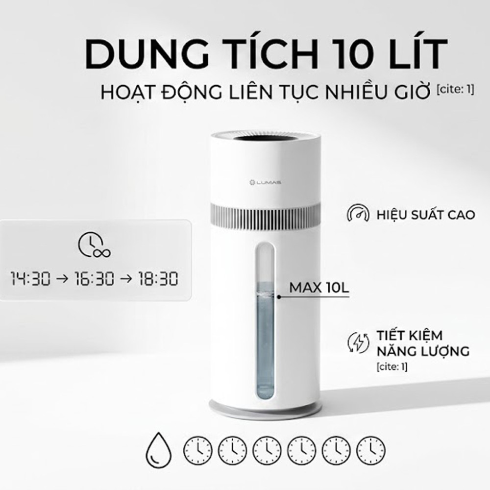 Máy tạo ẩm ion âm 10L Lumias LEH-06W - Hàng chính hãng