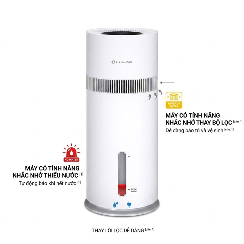 Máy tạo ẩm ion âm 10L Lumias LEH-06W - Hàng chính hãng