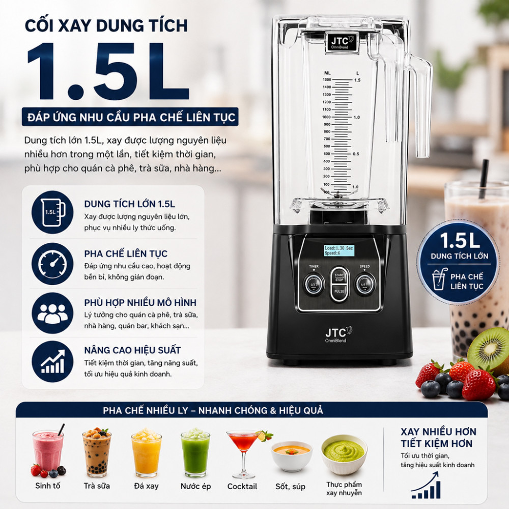 Máy xay công nghiệp JTC OmniBlend TM 900Q-D - Hàng chính hãng
