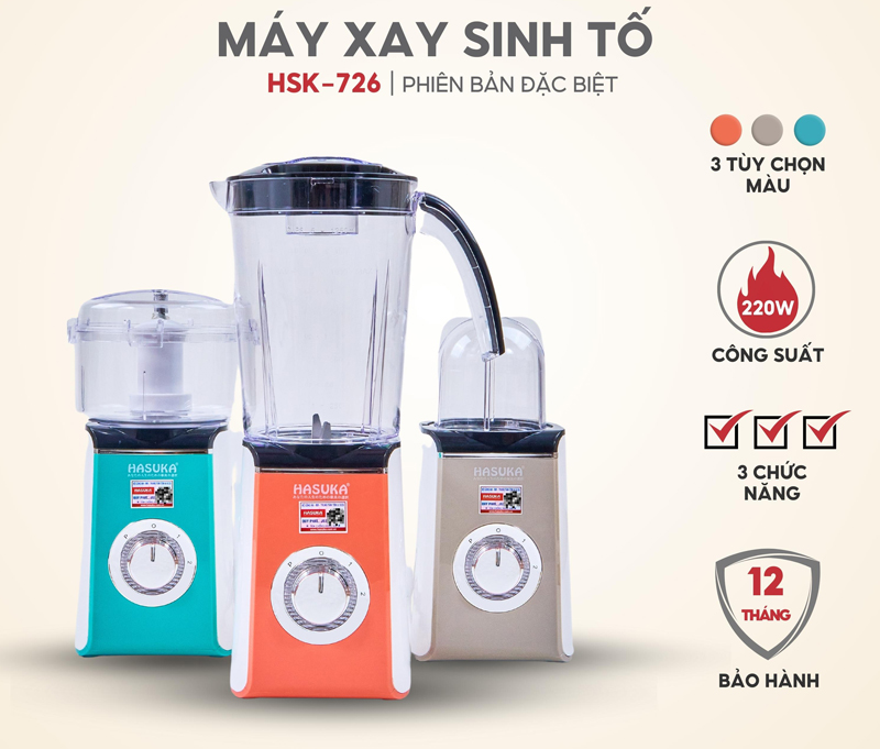 Máy xay sinh tố Hasuka HSK-726 - Hàng chính hãng