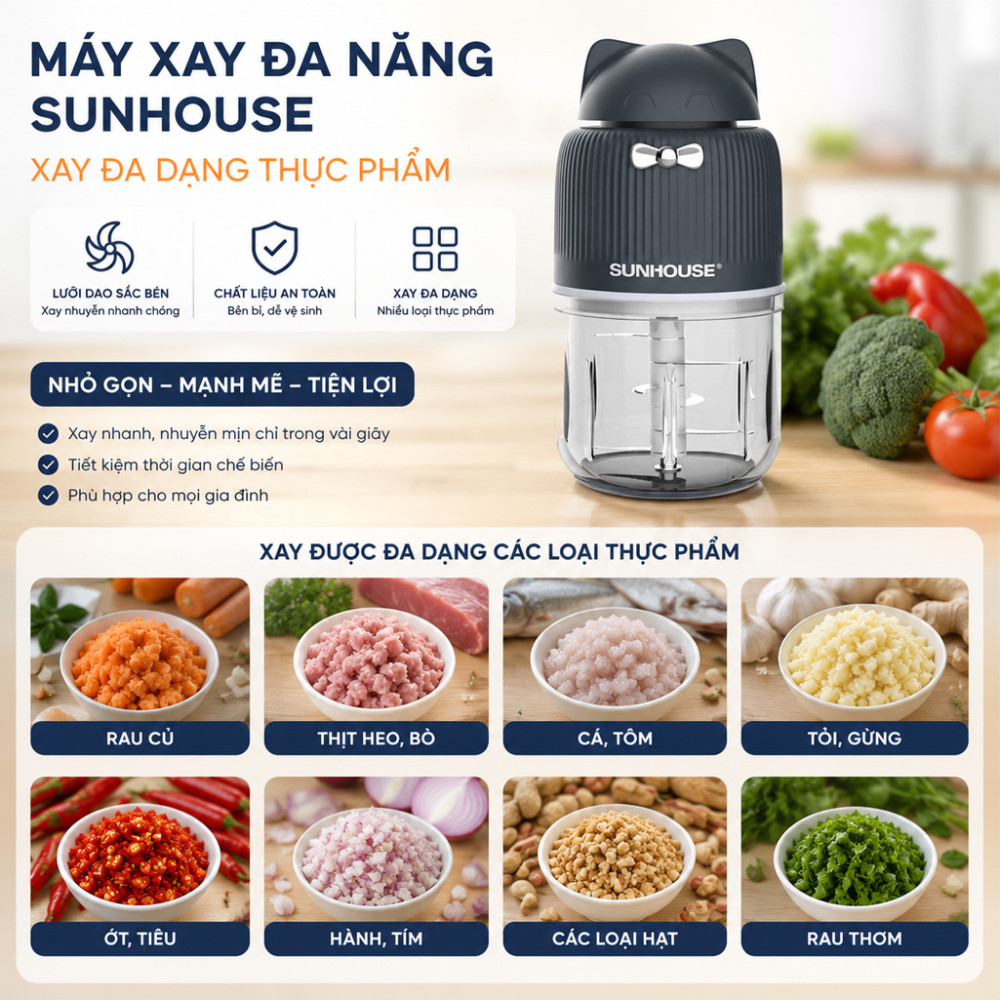 Máy xay thịt mini Sunhouse SHD5401 - Hàng chính hãng