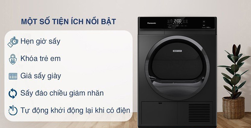Máy sấy bơm nhiệt Panasonic 9.5 kg NH-EH95JD1BV - Hàng chính hãng