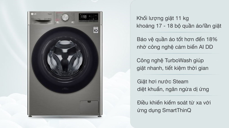 Máy giặt LG Inverter 11 kg FV1411S4P - Hàng chính hãng