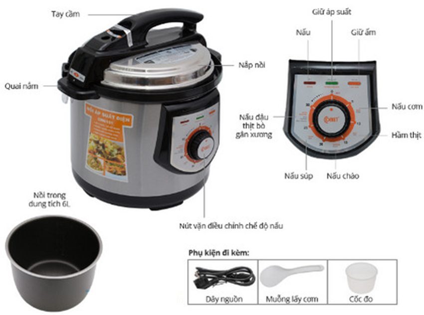 Nồi áp suất đa năng Comet CM6150 - Hàng chính hãng