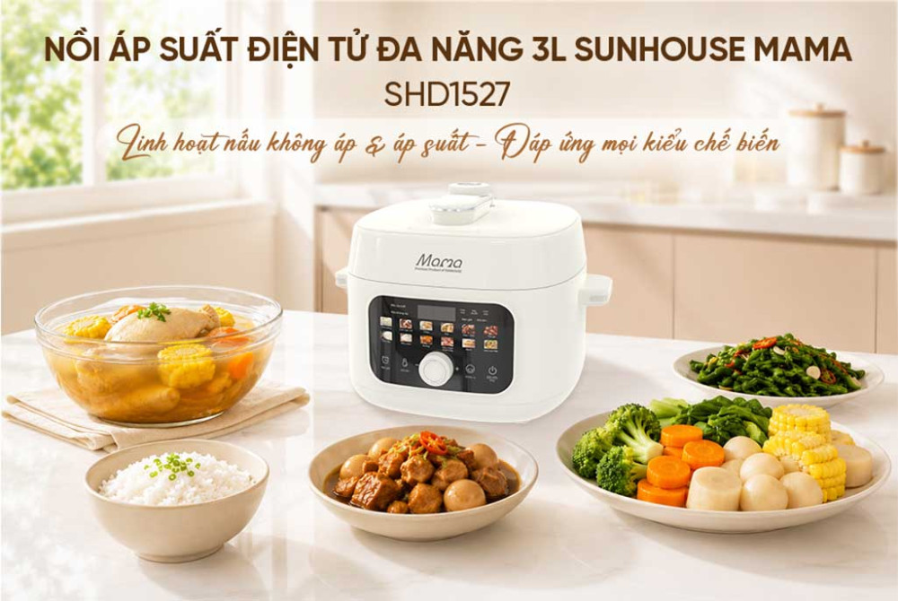 Nồi áp suất điện tử đa năng Sunhouse Mama SHD-1527 - Hàng chính hãng