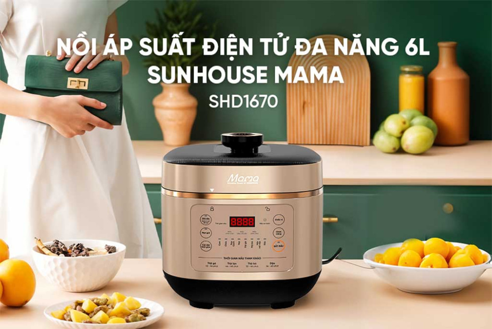 Nồi áp suất điện tử đa năng 6L Sunhouse Mama SHD-1670 - Hàng chính hãng