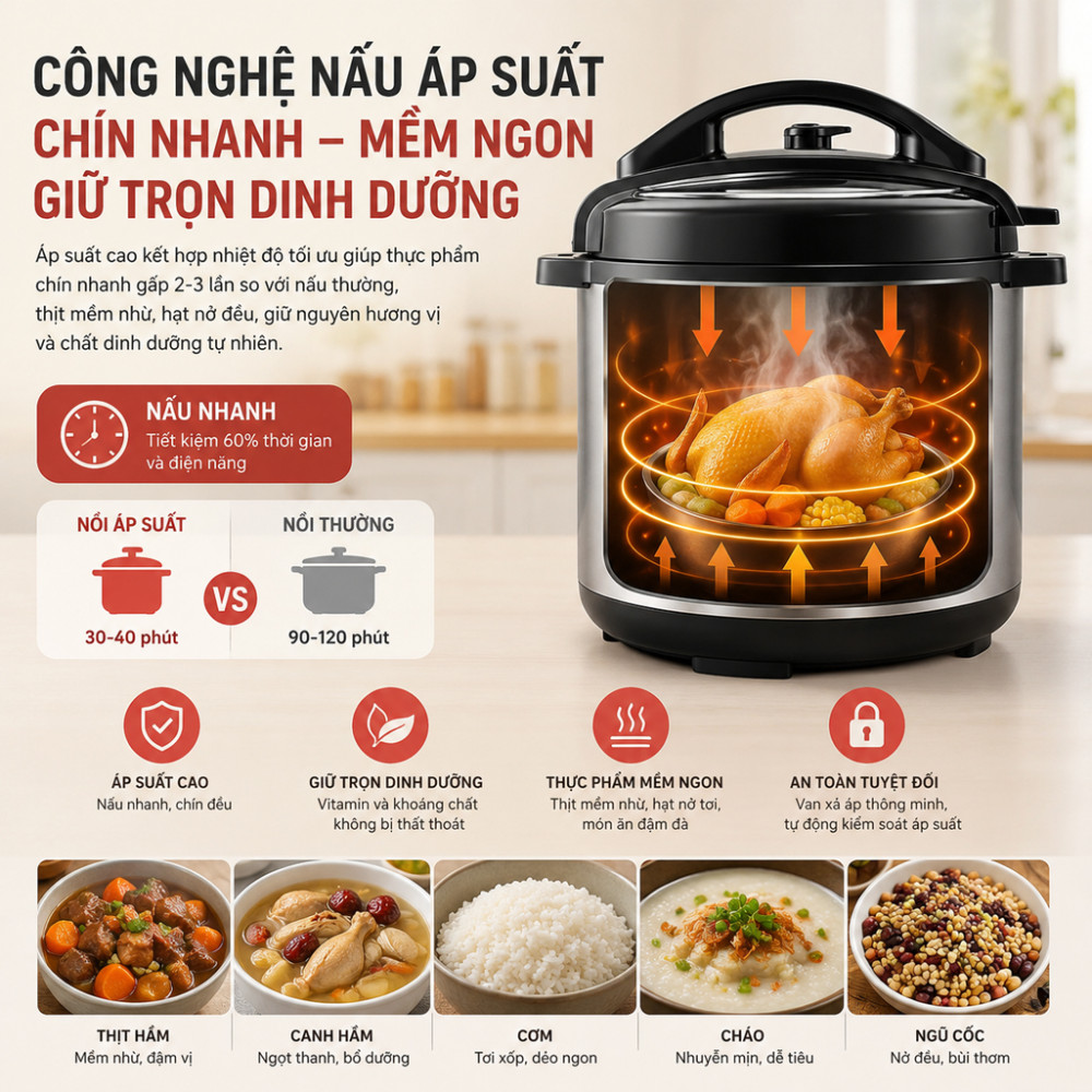 Nồi áp suất điện tử Elmich 6 lít PCE-9000 - Hàng chính hãng
