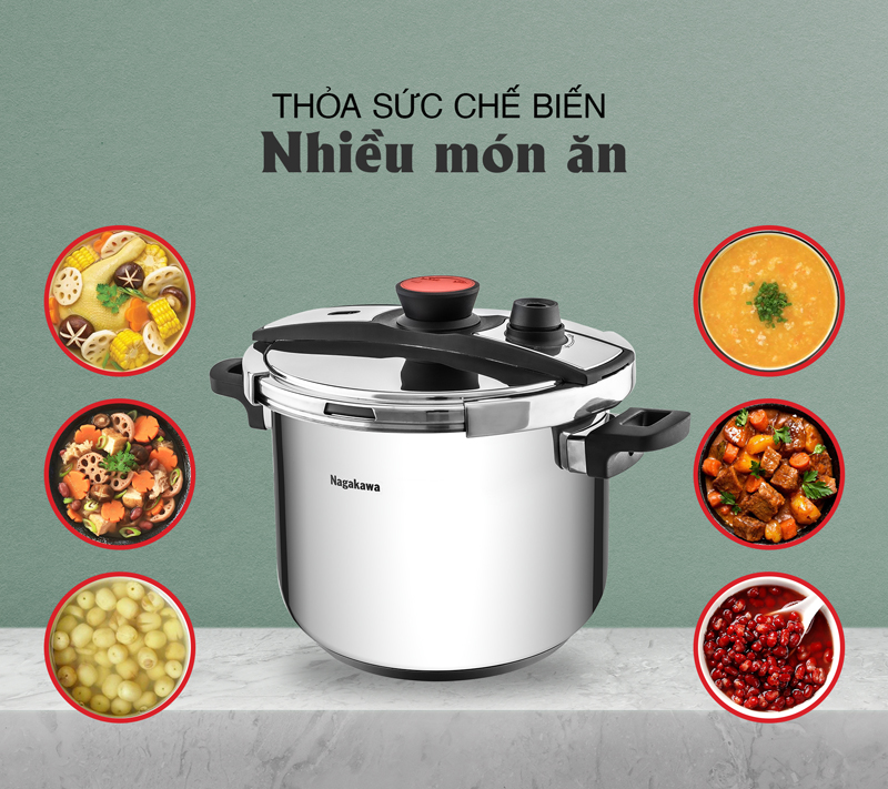 Nồi áp suất gas Nagakawa 8 lít NAG1481 - Hàng chính hãng