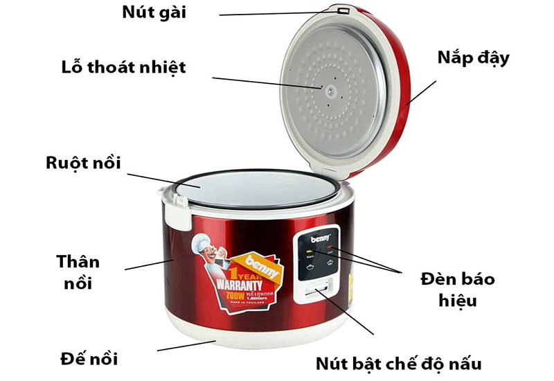 Nồi cơm điện nắp gài Benny BRMVN188  - Hàng chính hãng