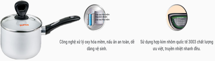 Nồi canh nhôm oxy hóa mềm Comfort Supor S30A18 - Hàng chính hãng