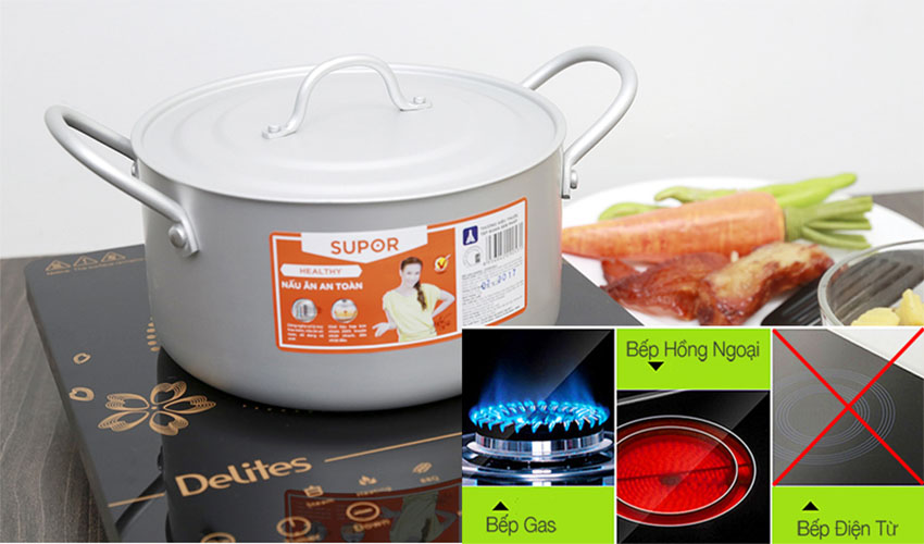 Nồi canh nhôm oxy hóa mềm Healthy Supor HT08008-3  - Hàng chính hãng