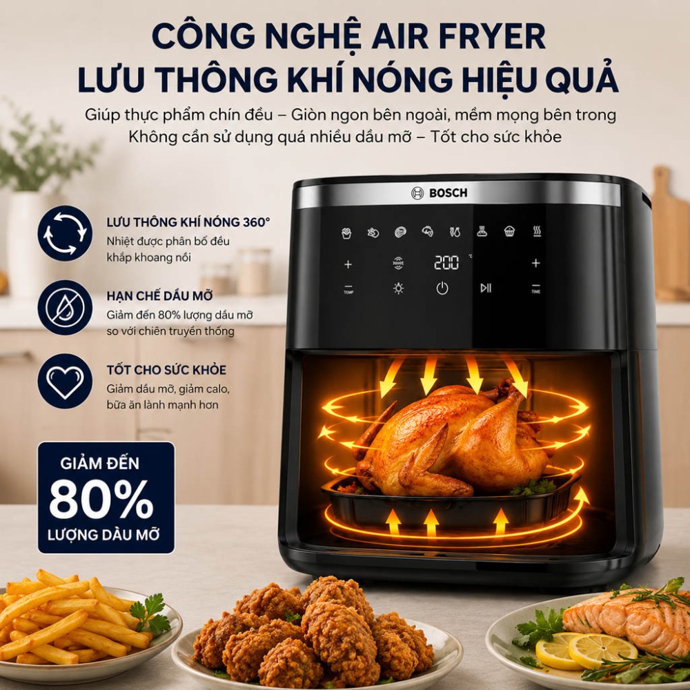  Nồi chiên không dầu Bosch MAF671B0 Serie 6 - Hàng chính hãng
