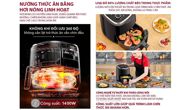Nồi chiên không dầu Fujihome A4EB - Hàng chính hãng