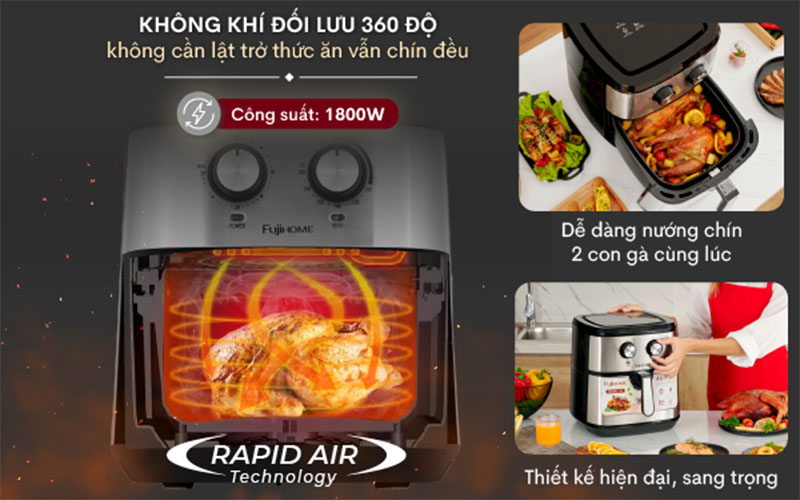 Nồi chiên không dầu Fujihome A9 - Hàng chính hãng
