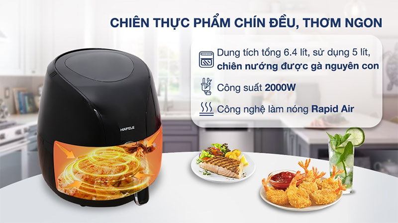 Nồi chiên không dầu Hafele HS-AF601B - Hàng chính hãng