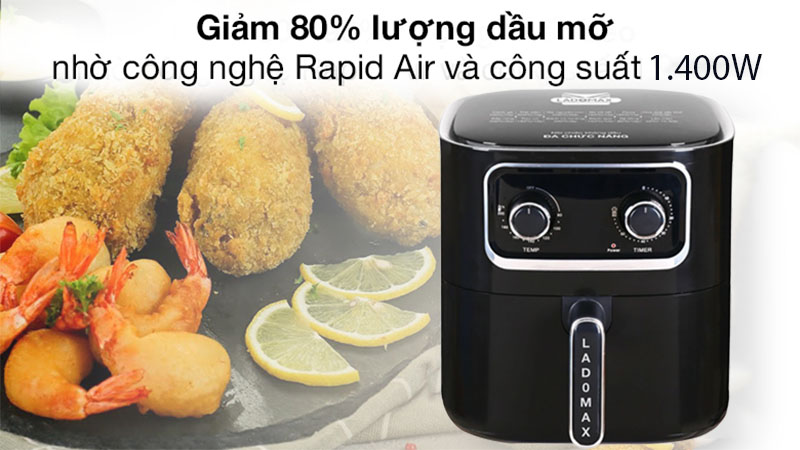 Nồi chiên không dầu Ladomax HA-5619 - Hàng chính hãng