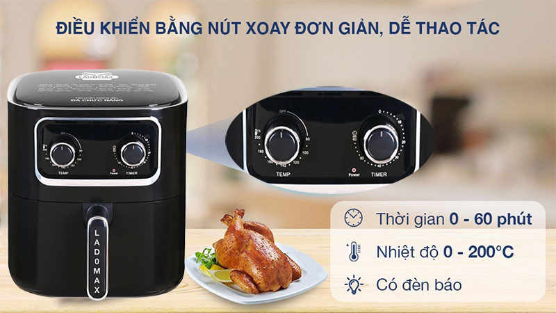 Nồi chiên không dầu Ladomax HA-5619 - Hàng chính hãng