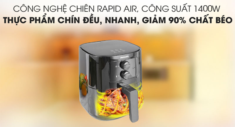 Nồi chiên không dầu Philips HD9200/90 - Hàng chính hãng