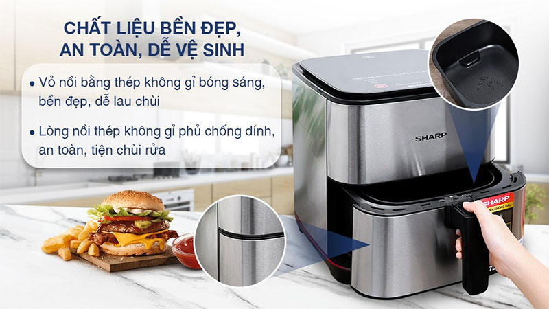 Nồi chiên không dầu Sharp KF-AF70EV-ST - Hàng chính hãng
