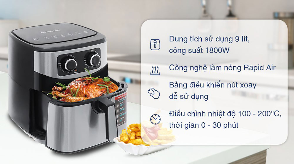 Nồi chiên không dầu Sunhouse SHD4035 9 lít - Hàng chính hãng