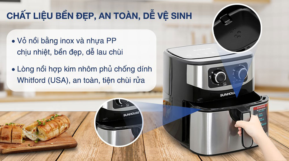 Nồi chiên không dầu Sunhouse SHD4035 9 lít - Hàng chính hãng