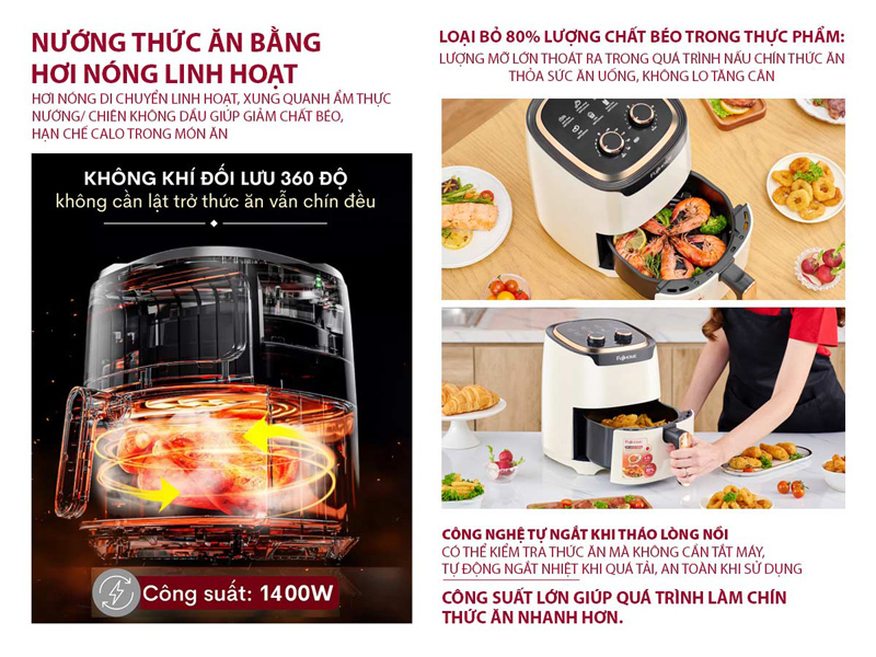 Nồi chiên không dầu Fujihome A4EW - Hàng chính hãng