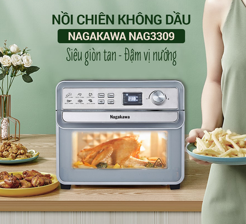 Nồi chiên không dầu 24L Nagakawa NAG3309 - Hàng chính hãng