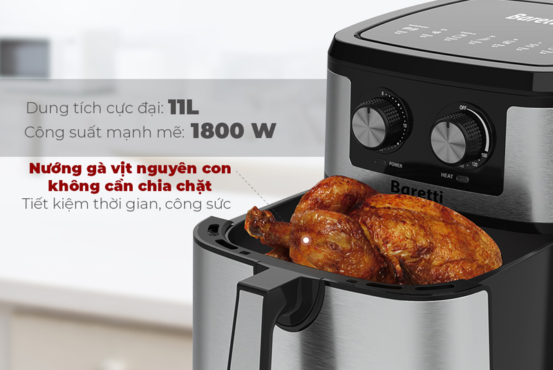 Nồi chiên không dầu Sunhouse Baretti BRD486 - Hàng chính hãng