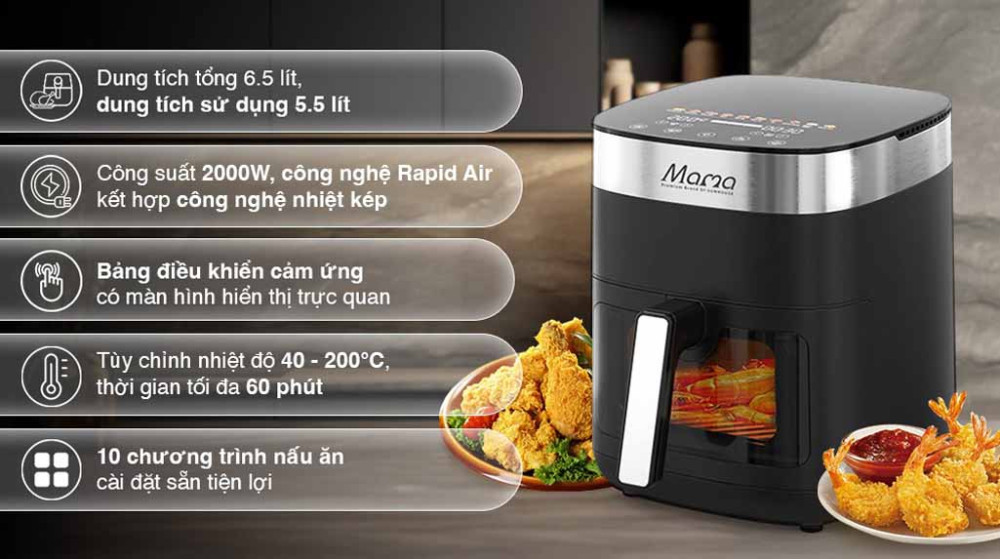 Nồi chiên không dầu Sunhouse Mama SHD4092 - Hàng chính hãng