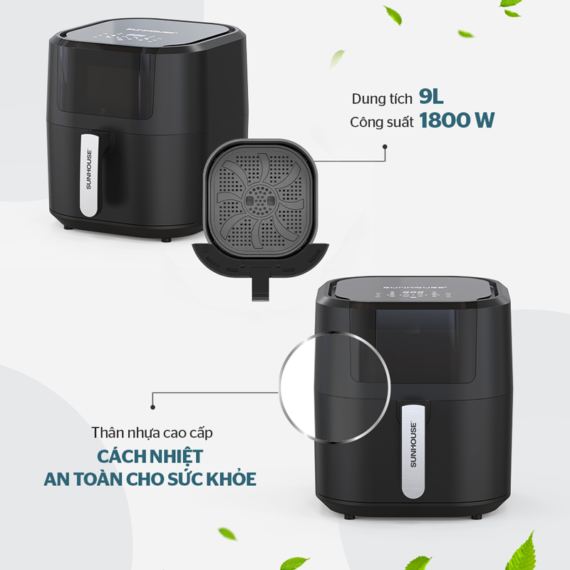 Nồi chiên không dầu Sunhouse 9 lít SHD4089 - Hàng chính hãng