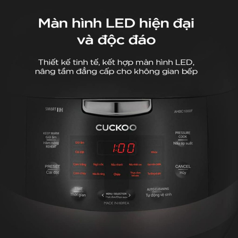Nồi cơm điện tử áp suất cao tần Cuckoo CRP-CHBC1000F/GRGRCRCKV - Hàng chính hãng