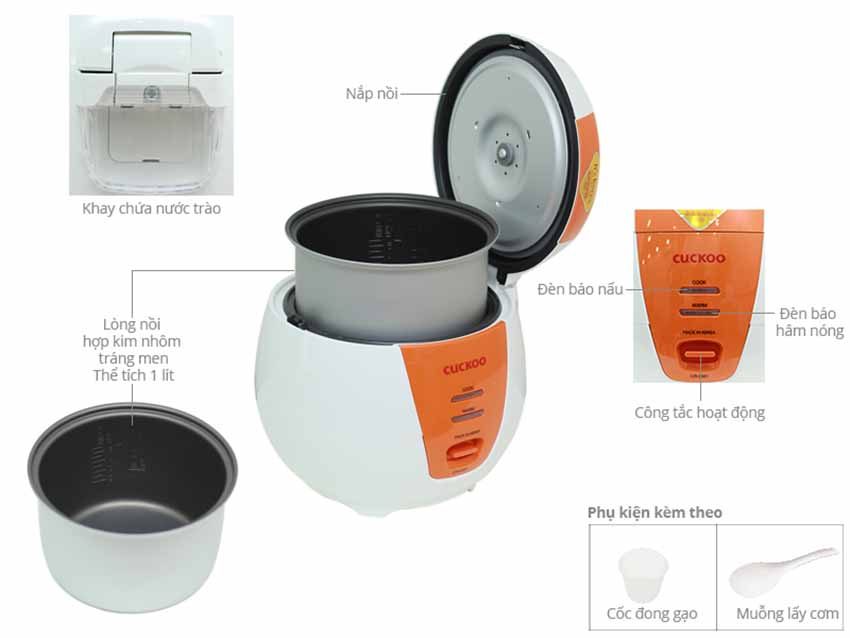 Nồi cơm điện Cuckoo CR-0661 1 lít - Hàng chính hãng