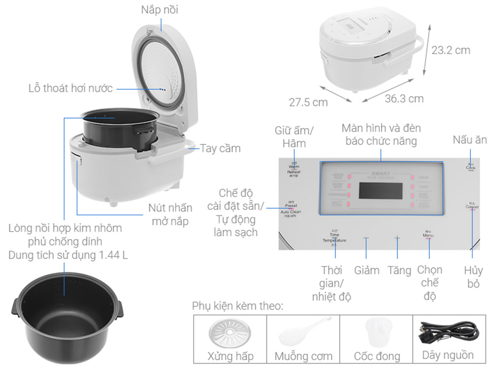 Nồi cơm điện Cuckoo 1.44 lít CR-0810F - Hàng chính hãng