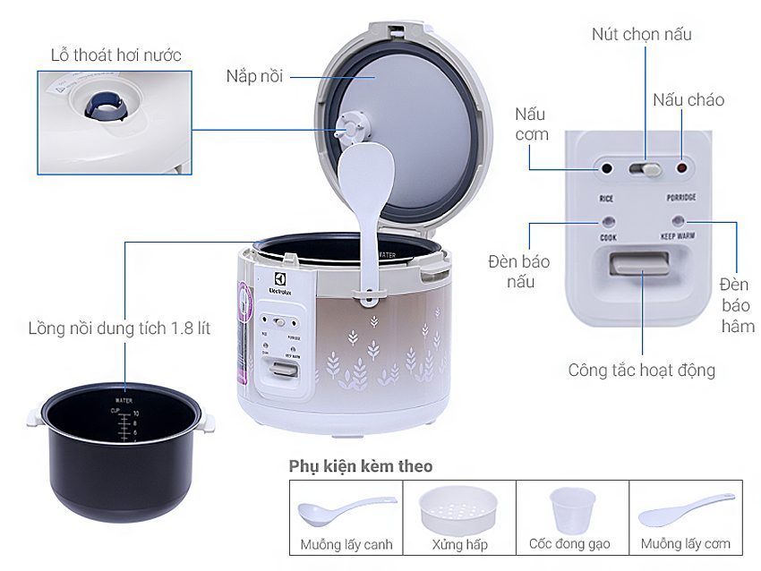 Nồi cơm điện Electrolux ERC-3405 - Hàng chính hãng