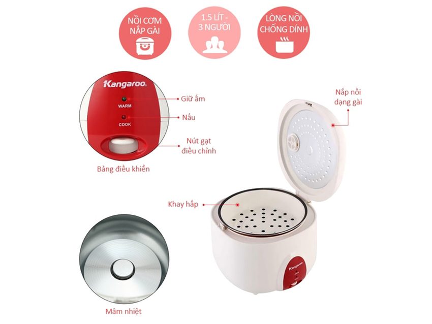 Nồi cơm điện Kangaroo KG828 - Hàng chính hãng
