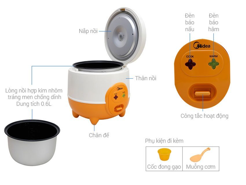 Nồi cơm điện Midea MR-CM06SD - Hàng chính hãng