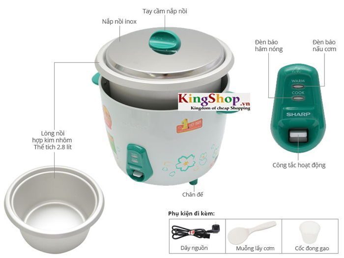 Nồi cơm điện Sharp KSH-228V - Hàng chính hãng