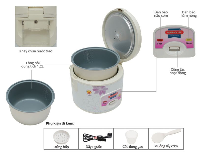 Nồi cơm điện Sunhouse SH-8212 - Hàng chính hãng