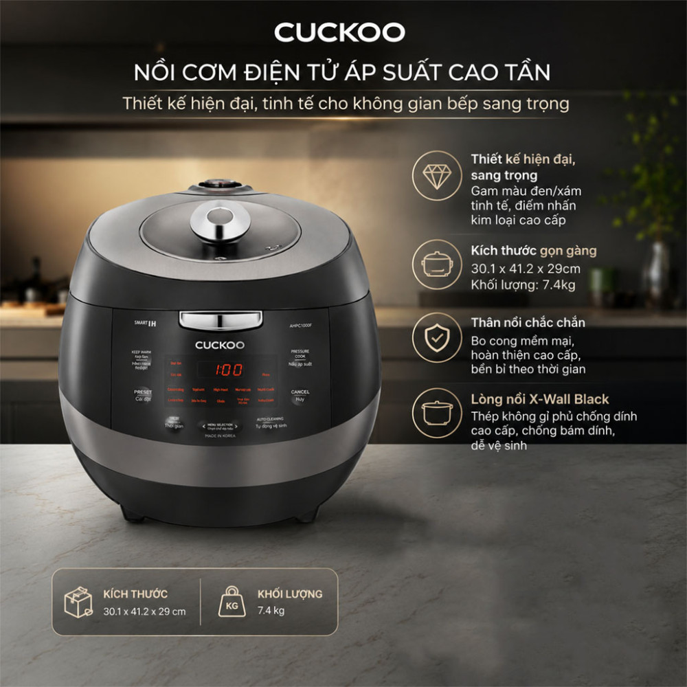 Nồi cơm điện cao tần Cuckoo CRP-AHBC1000F 1.8L - Hàng chính hãng