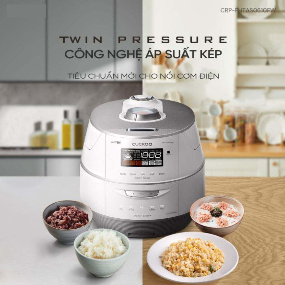 Nồi cơm điện cao tần áp suất kép Cuckoo CRP-FHTAS0610FW - Hàng chính hãng