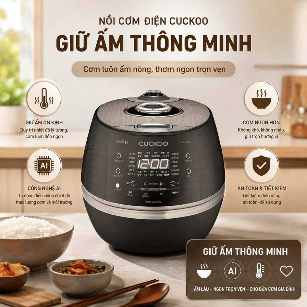 Nồi cơm điện cao tần áp suất Cuckoo CRP-CHAS109FB - Hàng chính hãng