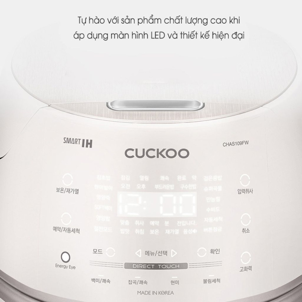 Nồi cơm điện cao tần áp suất Cuckoo CRP-CHAS109FW - Hàng chính hãng