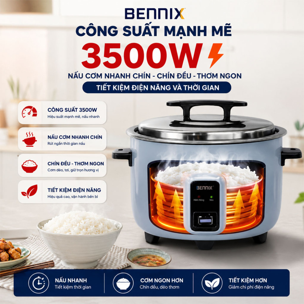 Nồi cơm điện công nghiệp Bennix BN-100RC 10 lít - Hàng chính hãng