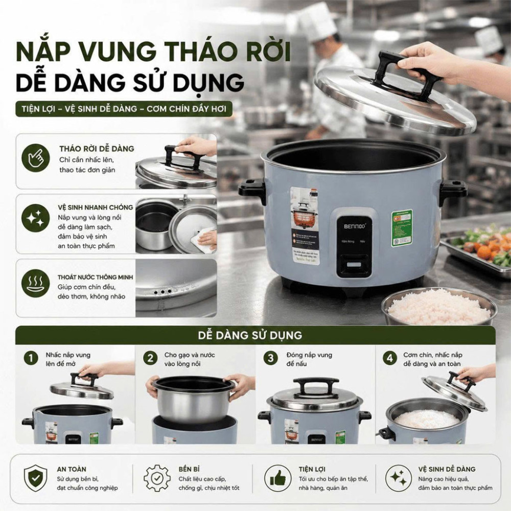 Nồi cơm điện công nghiệp Bennix BN-560RC - Hàng chính hãng