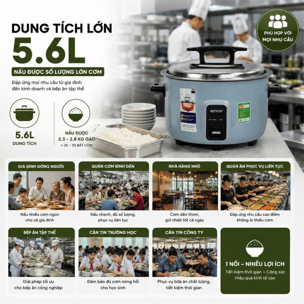 Nồi cơm điện công nghiệp Bennix BN-560RC - Hàng chính hãng