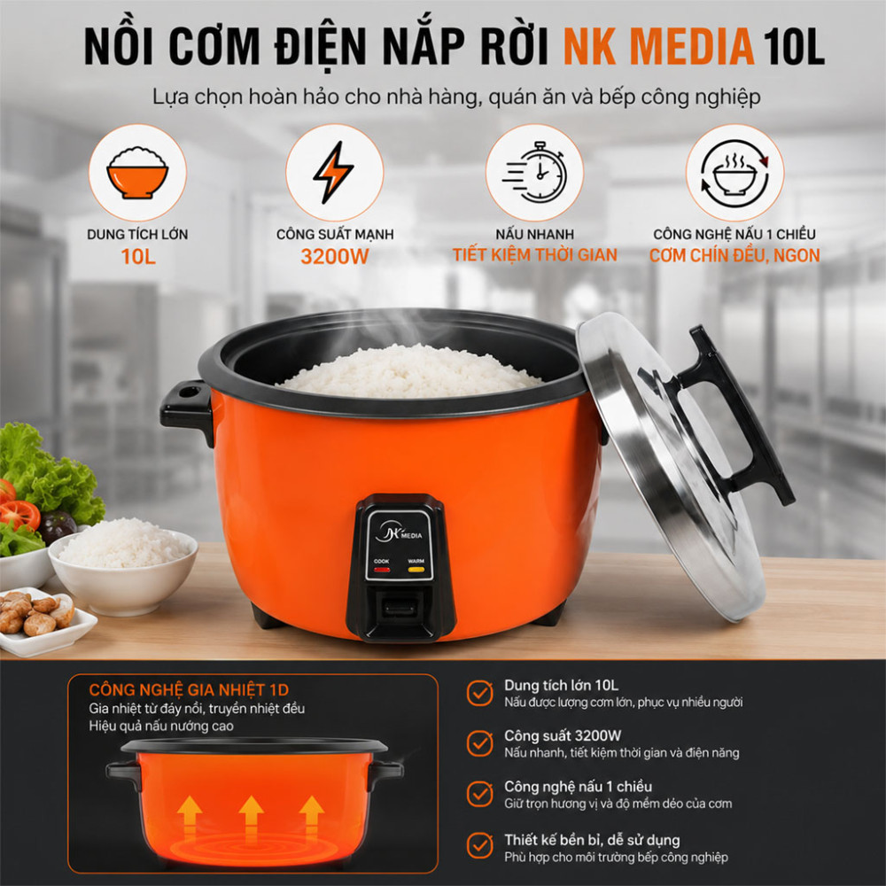 Nồi cơm điện công nghiệp NK Media MD-NC1170 - Hàng chính hãng